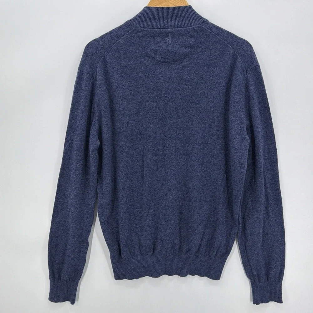 Johnnie-O Men's‎ Large Helios Blue 1/4 Zip Pullover Sweater Cotton Silk Blend